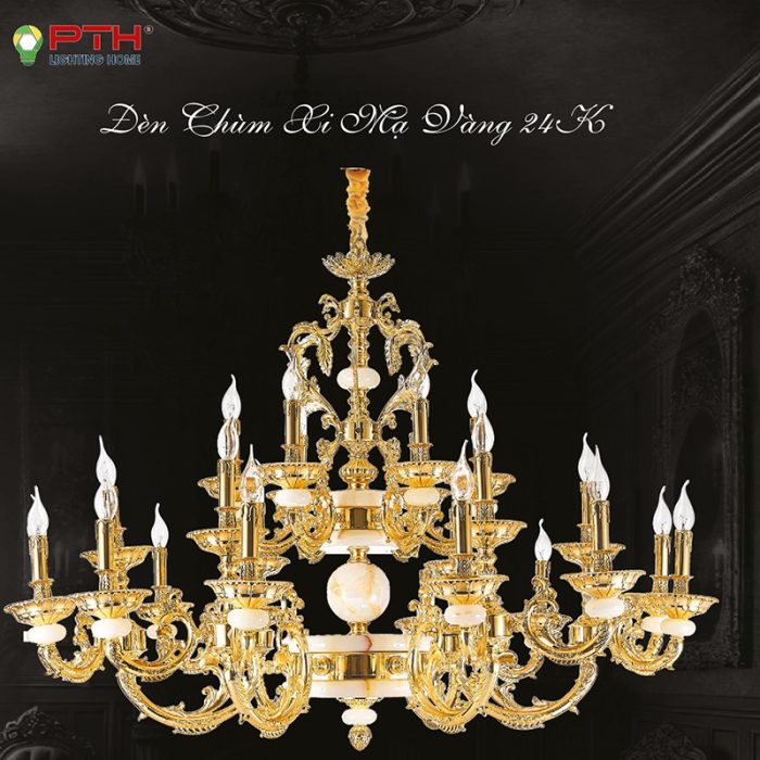 Đèn Chùm Xi Vàng 24K CNQT-136-21 - Ảnh 1