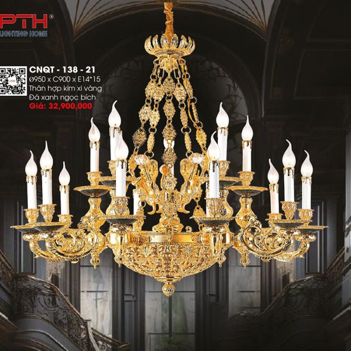 Đèn Chùm Xi Vàng 24K CNQT-138-21 - Ảnh 1