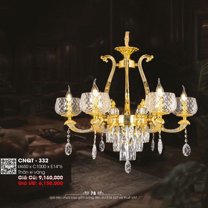 Đèn Chùm Xi Vàng 24K CNQT-332 - Ảnh 1