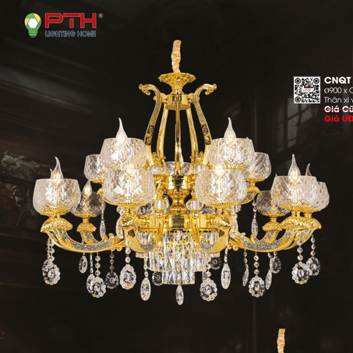 Đèn Chùm Xi Vàng 24K CNQT-334 - Ảnh 1
