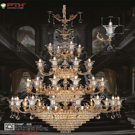 Đèn Chùm Xi Vàng 24K CNQT-425