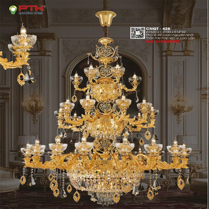 Đèn Chùm Xi Vàng 24K CNQT-428 - Ảnh 1